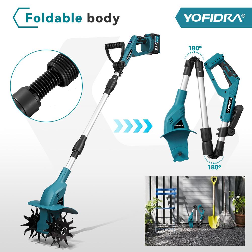 Yofidra 1200W Electric Scarifier Electric Garden Tiller Garden Cultivator Rototiller Lawn Mower Tool For Makita 21V Battery Pin