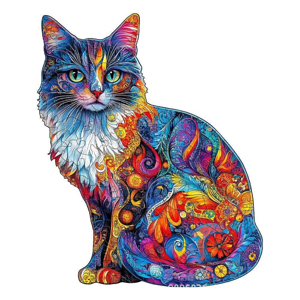 Cross-Border Special-Shaped Creative Cat Wooden Puzzle, High Difficulty Special-Shaped Handmade Diy Gift Toy High Difficulty