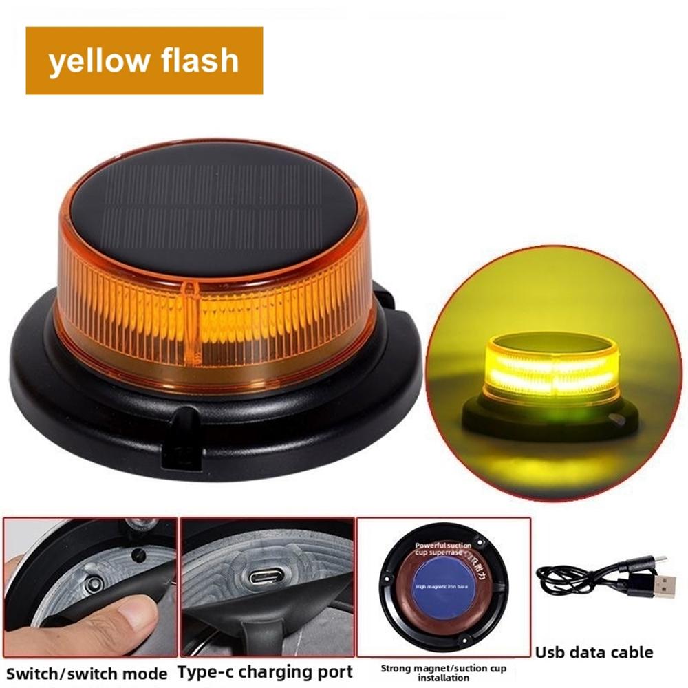 Solar Powered LED Roof Strobe Light Magnet Flash Warning Emergency Light Night Flashing Lamp Car Truck Roof Beacon Police Light