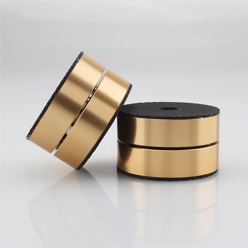 B03B-4PCS Hifi Speaker Isolation Feet Cushion Pads Aluminum Vibration Dampener 40X23mm Gold