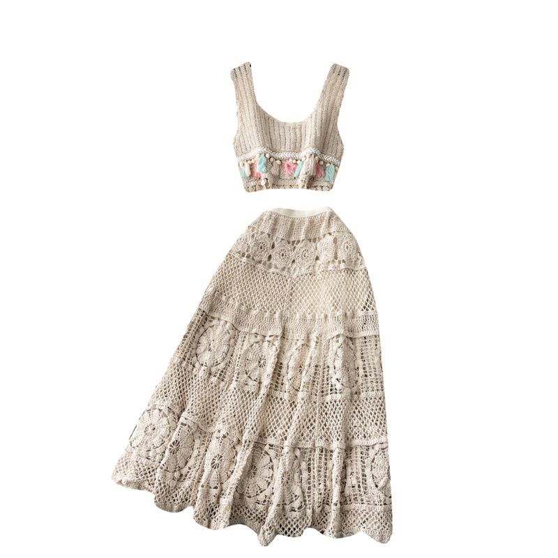 Bohemia Sleeveless Mesh Crochet Knitting Suit