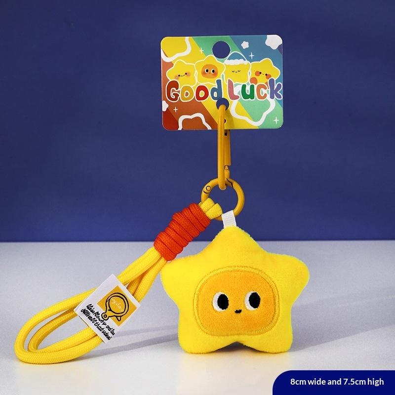 Niedlicher Plüschsterne Schlüsselanhänger Flauschig Weich Lustig Rucksack Anhänger Praktisch Kawaii Gelbe Charms Geschenke Für Kinder Schmuck Accessoires