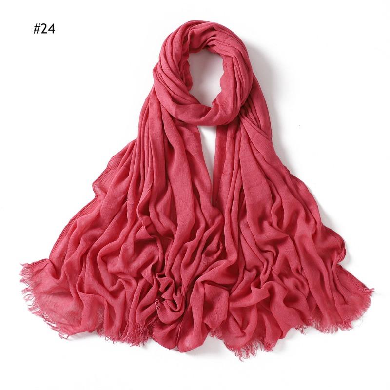 % Rayon Pleated Solid Color Human Cotton Two-end Beard Bag Headscarf Female, New Breathable Soft Scarf