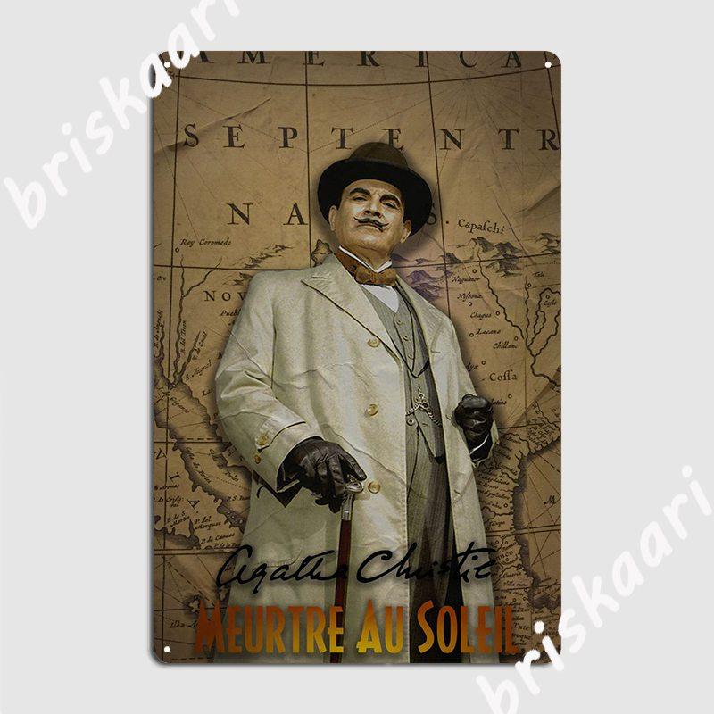 Hercule Poirot Metal Plaque Poster pub Garage Plaques Wall pub Design Tin sign Poster 20X30CM
