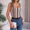 GMXIA Spring Summer V-neck Button Contrasting Color Cut-out Knitted Sweater Vacation Halter Top Women's Wear