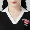 Puma Letter Print Breathable Short Sleeve Polo Shirt Women Tops Black 622971-01
