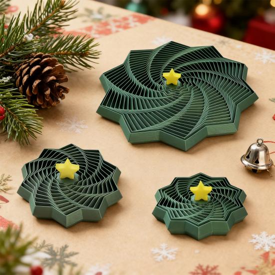 3D Printed Christmas Star Toy Stress Relief Retractable Tower Fidget Star with Handle Kids Teens Adults Travel Telescopic Xmas Tree Sensory Toy