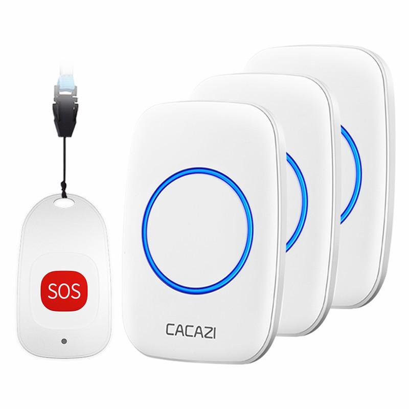 Senior Wireless Remote Control Help Bell for Emergencies: One-to-Three System белый
