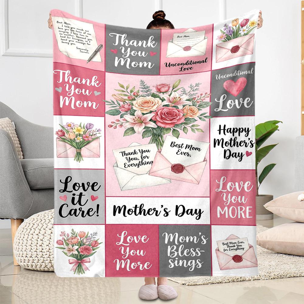 Mom's Gratitude And Love Blanket Suitable for Sofas,travel, Living Rooms Also a Good Gift for Friends and Family Suitable for All Seasons.