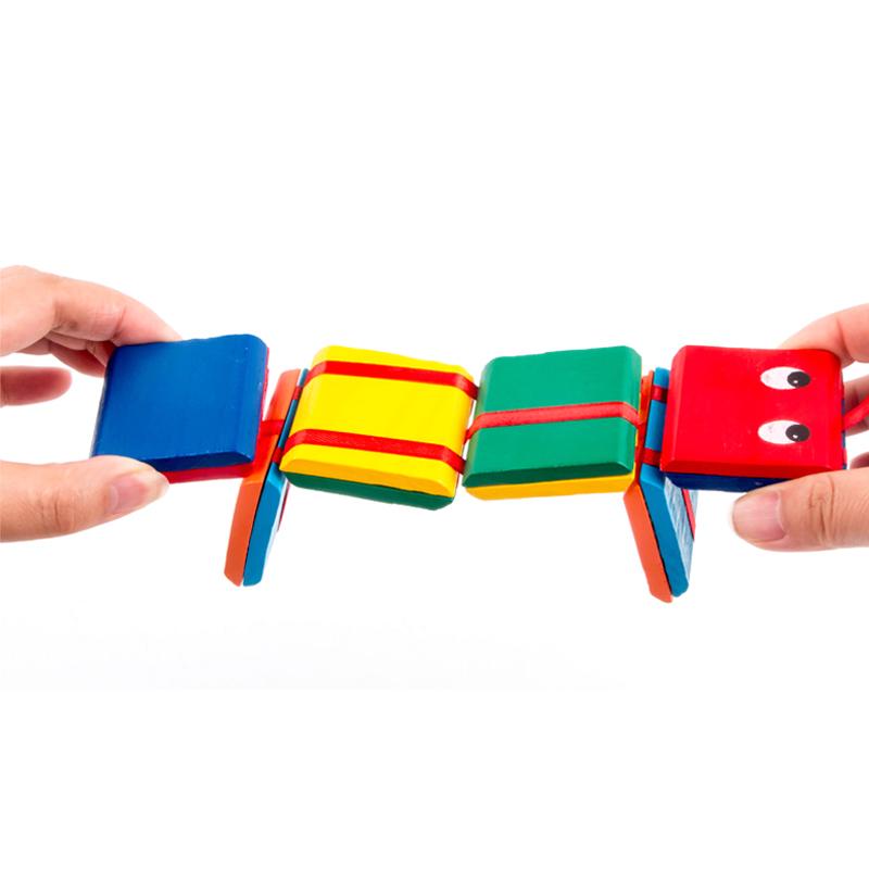 1 Pcs Infinite Flip Folding Wooden Snake Magic Blocks Classic Nostalgic Children Early Educational Toys Kindergarten Puzzle Toy