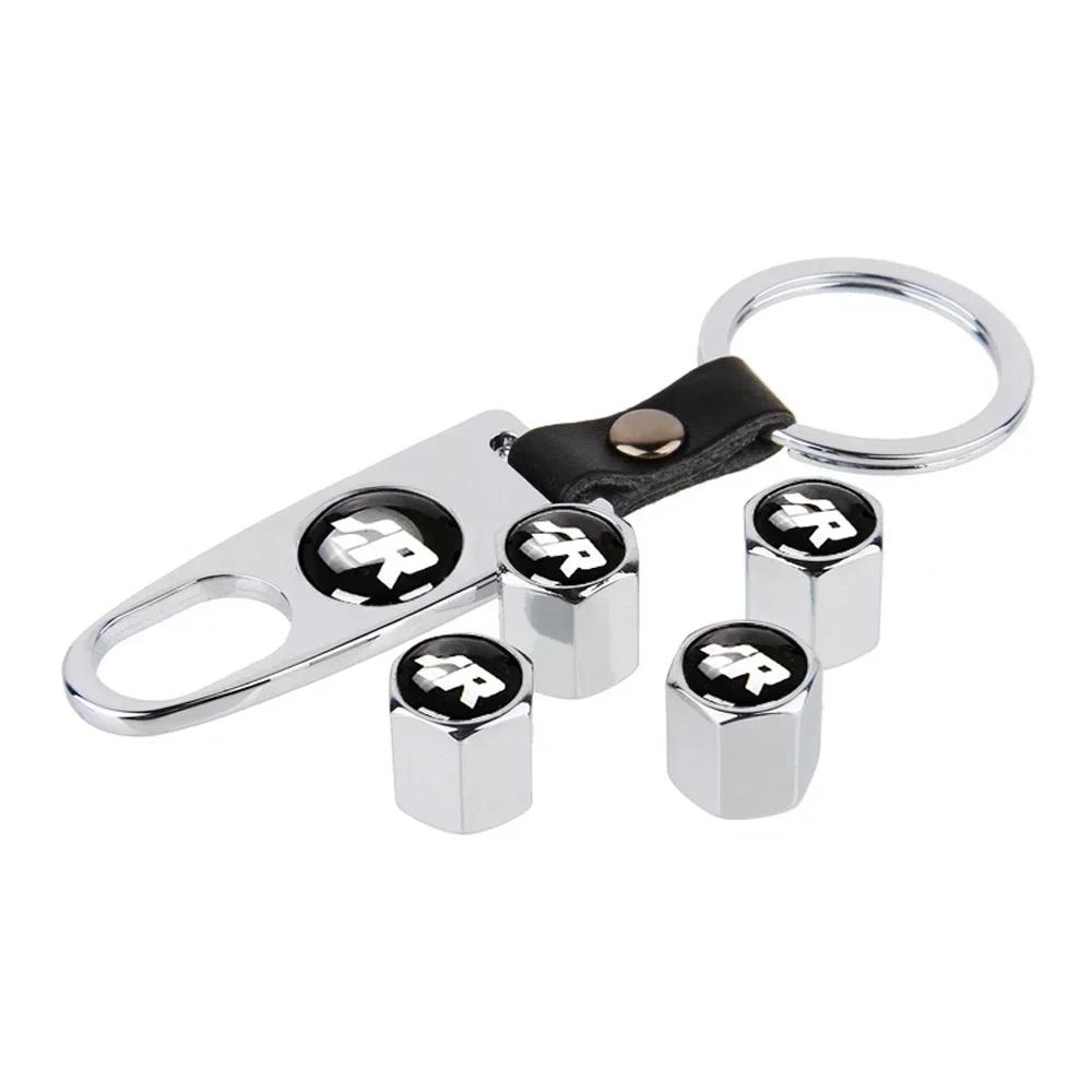 ZDFVU1 Car Wheel Tire Valve Stem Caps with Keychain for Volkswagen VW GTI SRacing Rline R Emblem TOURAN PASSAT GOLF JETTA TOUAREG T-ROC