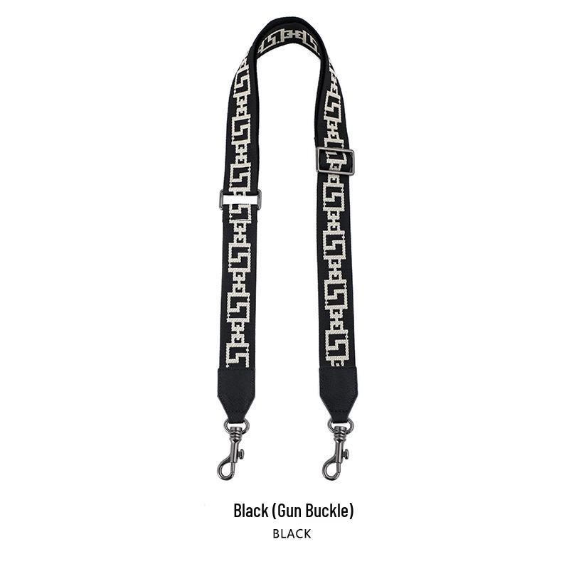 MHS-F-43 Crossbody Bag with Wide Lychee Grain Leather Strap and High-End Canvas Chain Pattern