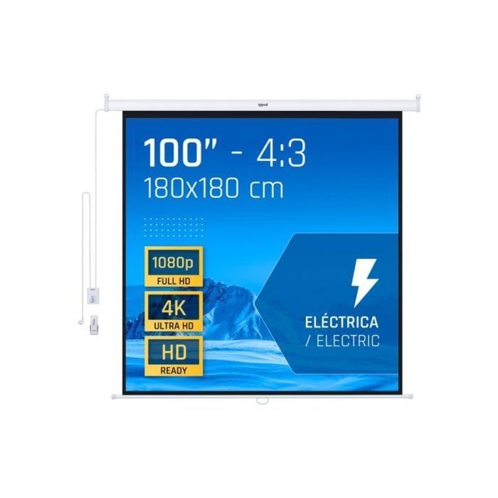 Iggual Pantalla eléctrica 4:3 100" 180x180 cm