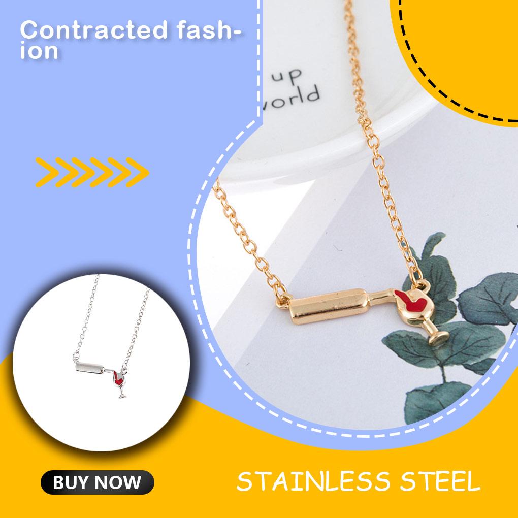 Lightweight Glass Pendant Necklace For Fashionable Women Wine Glass Pendant Cup Necklace Wine Bottle