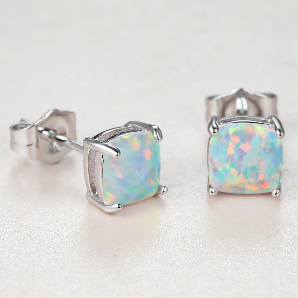 European and American New White Fat Square Simple and Versatile Womens Temperament Earrings