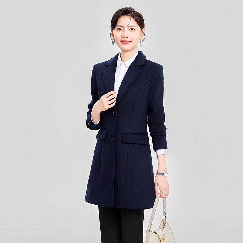 HANMANKE Thickened Wool Blend Mid-Length Professional Overcoat