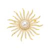 Fashion Rhinestone Jewelry Golden Color Sun Totem Brooches for Women Men Coat Clothing Crystal Sun Flower Brooch Pins