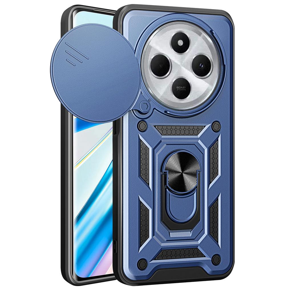 For Xiaomi Poco C75 4G/Redmi 14R 5G/14C 4G Case with Slide Camera Lid PC+TPU Kickstand Phone Cover