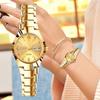 Watch Girls Fashion Trend Waterproof Luminous Simple Temperament Steel Belt Double Calendar Quartz Watch Women