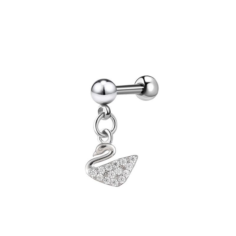 Stainless Steel Zirconia Barbell Cartilage Earrings with Devil Studs, In Stock