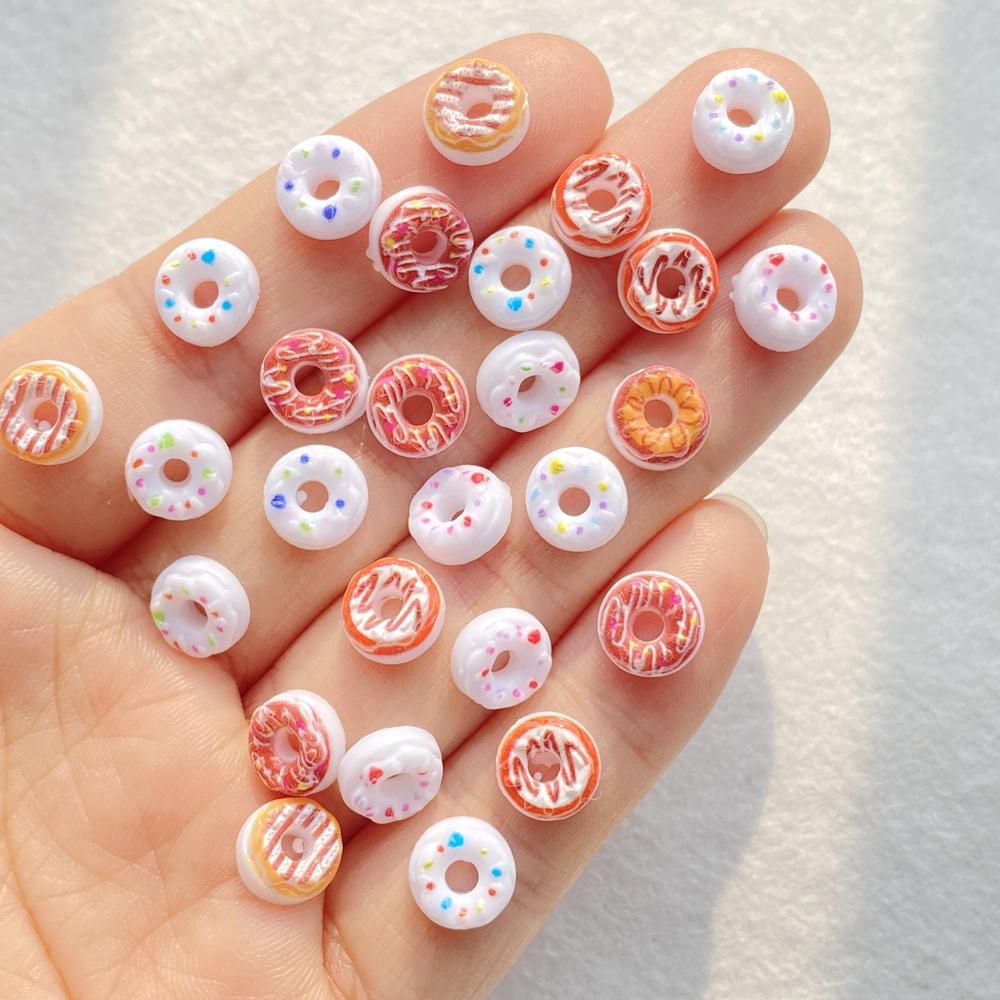50Pcs Mixed Colorful Chocolate Donuts Nail Art Flat back Rhinestone Bead Scrapbook DIY Manicures Appliques Accessories Crafts