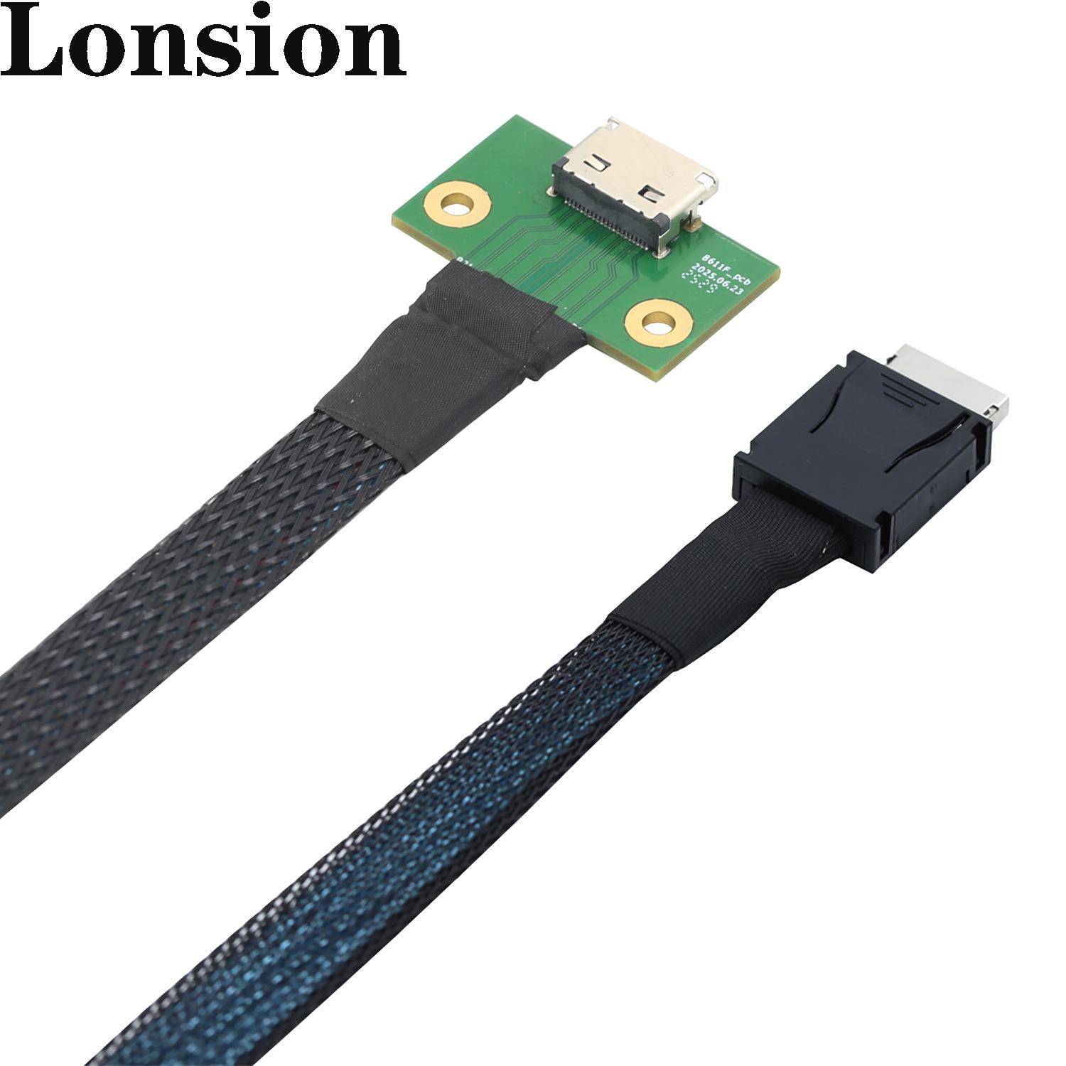 

PCIe Oculink SFF-8611 4I 42P to SFF-8612 4I Female High-Speed Conversion Cable 0.3m чёрный