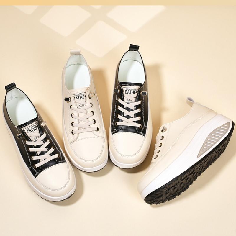 35-41 Women's Leather Lace-up Platform Rocker Shoes Wedge shoes Casual Shoes