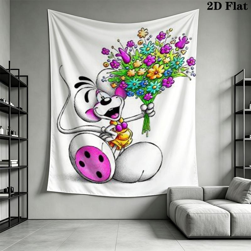 Diddl Wall Tapestry Aesthetic Wall Hanging Printed Fabric Blanket Decorative Tapestries for Bedroom Living Room Home Decor