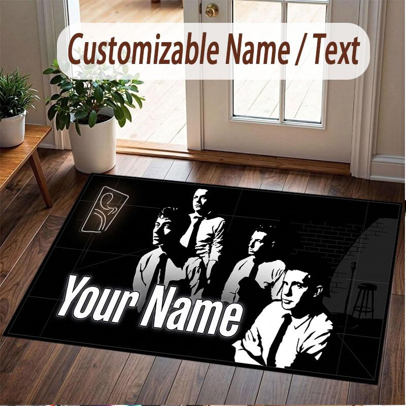 Custom Name Crystal Velvet Rug,Arctic Monkeys Comfortable Anti Slip Floor Mat For Room Decoration