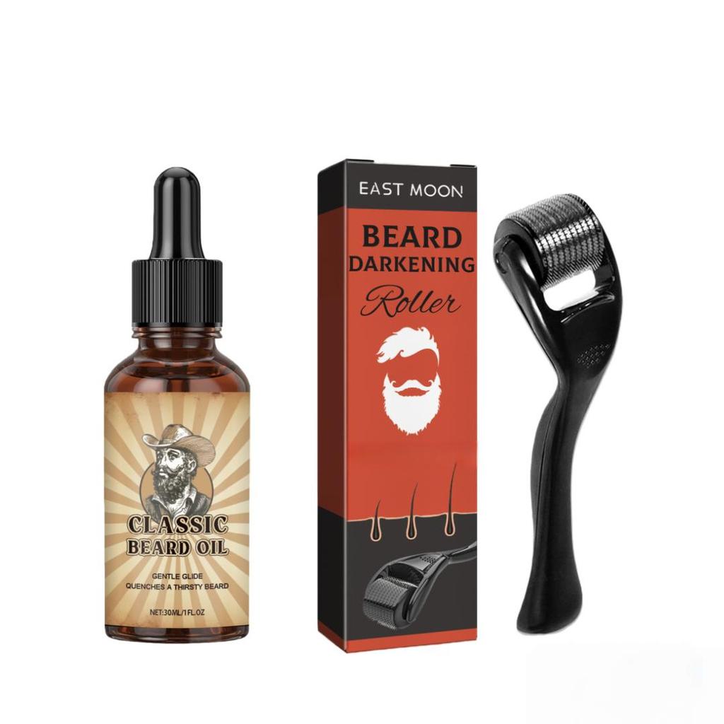 Men's Beard Care Kit – Nourishing beard serum + roller. Provides moisturizing shine and smoothness. Gentle and alcohol-free.