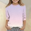 Kids Polka Dot Print Crew Neck Three Quarter Sleeve Casual T Shirt Comfortable Fit Soft Fabric Durable Stitching Suitable for Daily Wear