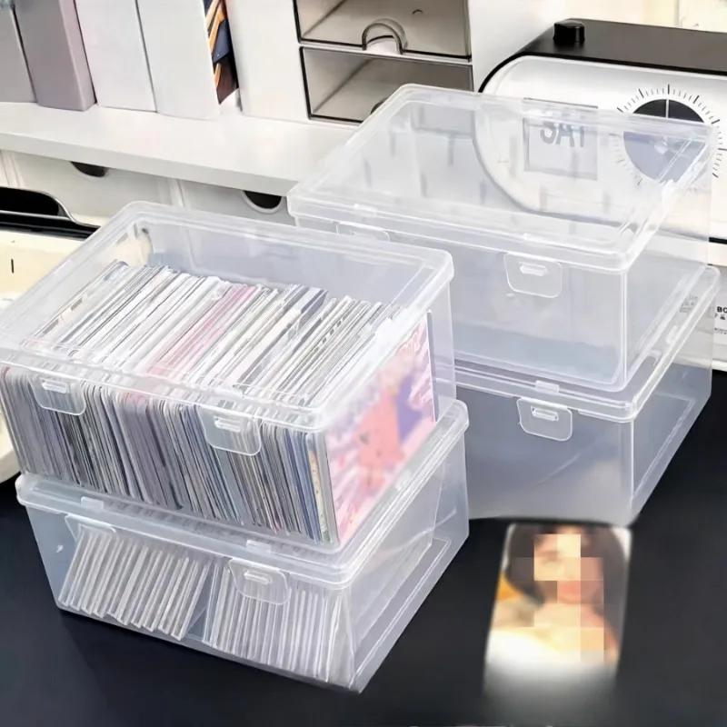 2Pcs Transparent storage box with lid - modern plastic storage box with double buckle closure for desk stationery and cosmetics