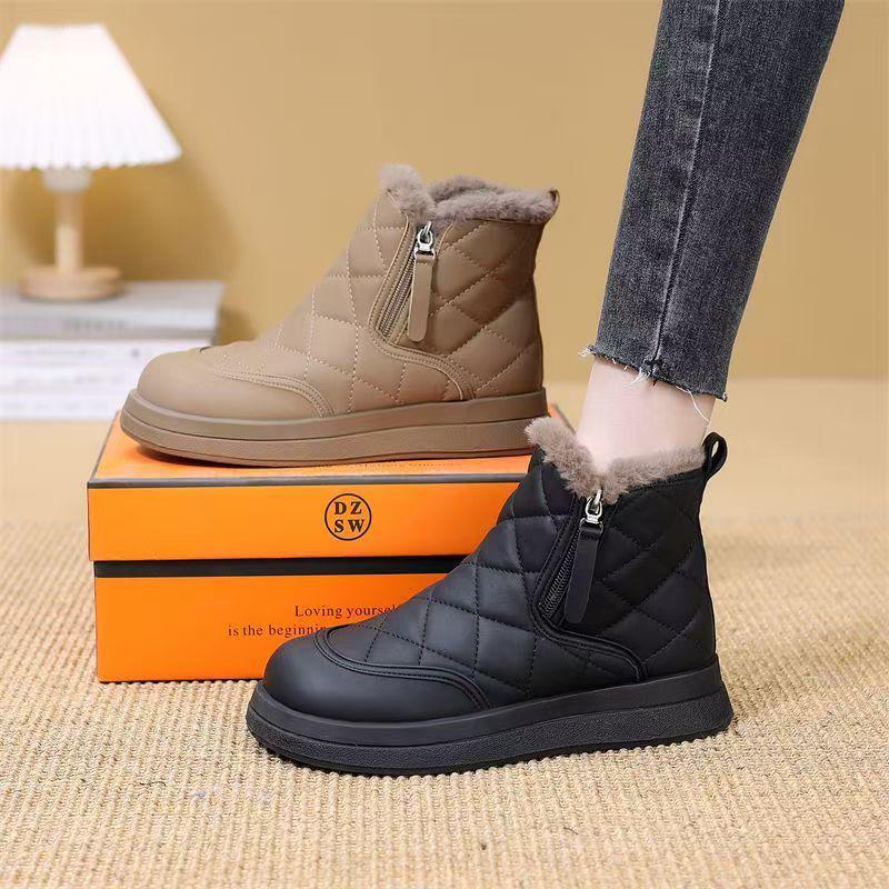 Women's Winter Waterproof Non-Slip Snow Boots - Plush Velvet, Thick Cotton, Warm Short Boots