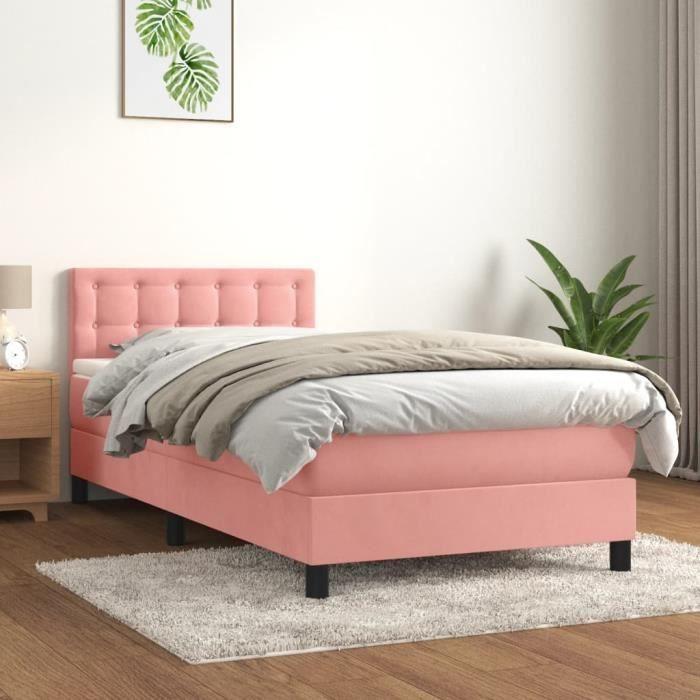 VidaXL Lit à sommier tapissier avec matelas Rose 90x190 cm Velours - Modèle 3141520