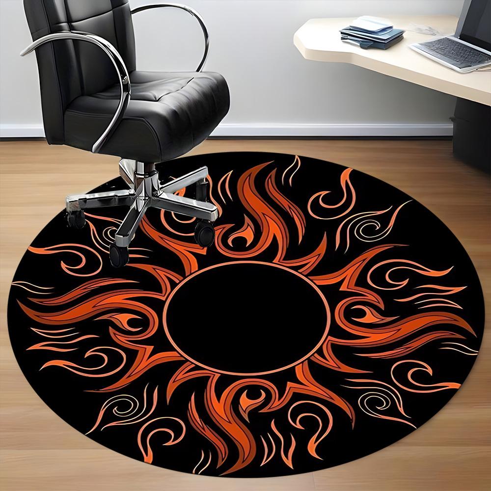 1PC Flame Design Chair Carpet for Office, Indoor Non-Slip Washable Carpet, Soft Comfortable Mat For Office Room yy250930227