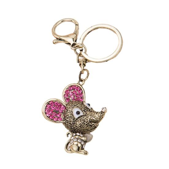 

Keychain Pendant Sparkling Rhinestones Mouse Shape Charm Key Chain Strong Lobster Clasp Multi-Functional Key Holder