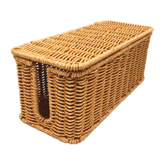 

Handwoven Rattan Cable Management Box Large Capacity Farmhouse Rustic TV Computer Charger Wire Router USB Hub Storage Basket Organizer