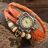 Watch for Women Women Retro LeatherWinding Bracelet Leaf Pendant Watch  Dial Design Leather Strap Accessories for Women