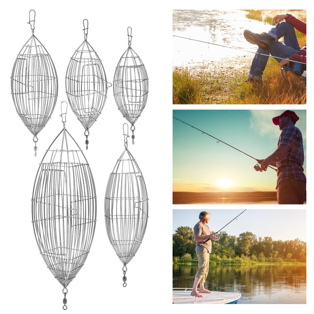 Fishing Bait Cage Stainless Steel Lure Cage Carp Fishing Trap Basket Feeder Holder for Shrimp Crab F