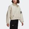 adidas Veste de survêtement Originals Trefoil FW22 avec logo brodé et col montant ample pour femme Blanc cassé HM1749