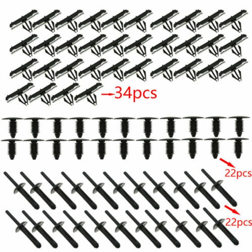 Car Fastner Clips Clips Interior Accessories 1 Set/78pcs Black