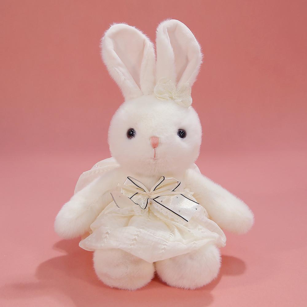 Plush Rabbit Toy With Dress And Bow Decoration For Girls