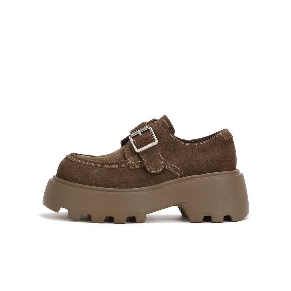 

Волосы, версия из коровьей кожи~ ретро вымытая кожа на толстой подошве с пряжкой туфли-лоферы женские маленькие кожаные туфли 40