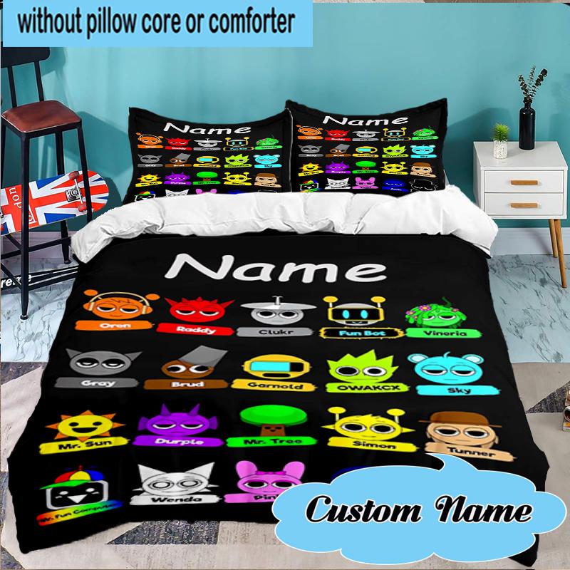 Custom Name Sprun-ki Tree Characters Bedding Set 3pcs, Bedding Set Including 1pc Duvet Cover And 2pcs Pillowcases for Bedroom, Dormitory Gift