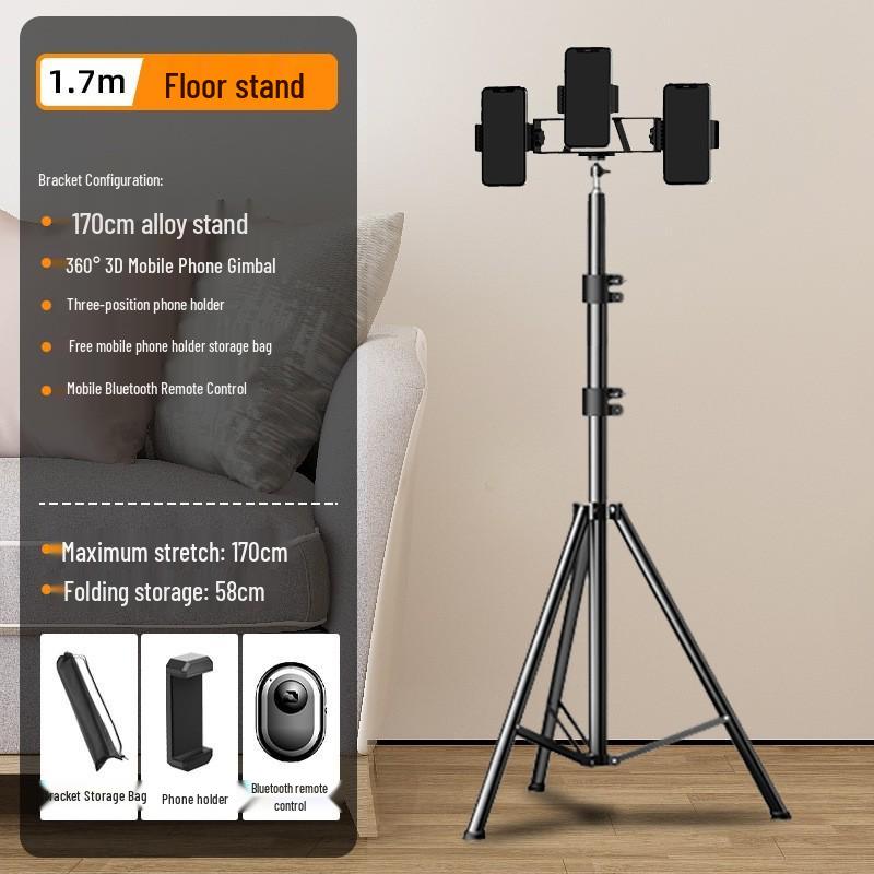 2025 Multi-Camera Pro Live Stream Tripod with Fill Light & Phone Holder