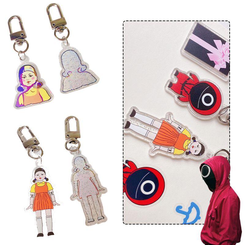 Game Squid Keychain Guard Replica Doll Dalgona Cookies Figure Key Pendant Ring