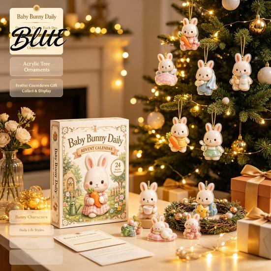 Sběratelské akrylové figurky Ozdoby pro s 24 Vánočními adventními kalendáři Králíček 2D Králík Děti Rodina