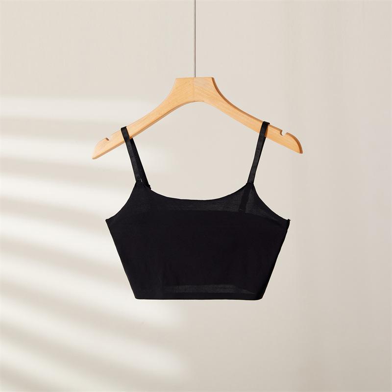 Top bustier sans couture pour femme Soutien-gorge intégré Camisole Rayonne rafraîchissante Bralette Été Bande antidérapante Ultra fin Ol Ootd Mode Anti-exposition XXL white