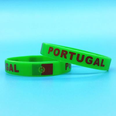 2pcs Portugal Flag Bracelet Country Silicone Wristband Men Women Motivational Rubber Band Sport Wrist Strap Fashion Cuff Bangle Accessories Gifts