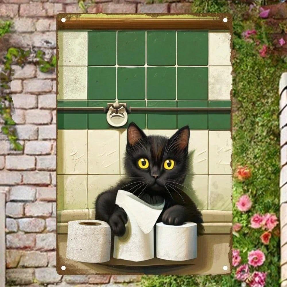 Gothic Black Cat Tin Sign Vintage Wall Decor Metal Art 8x12 Inch Retro Home Bar Cafe